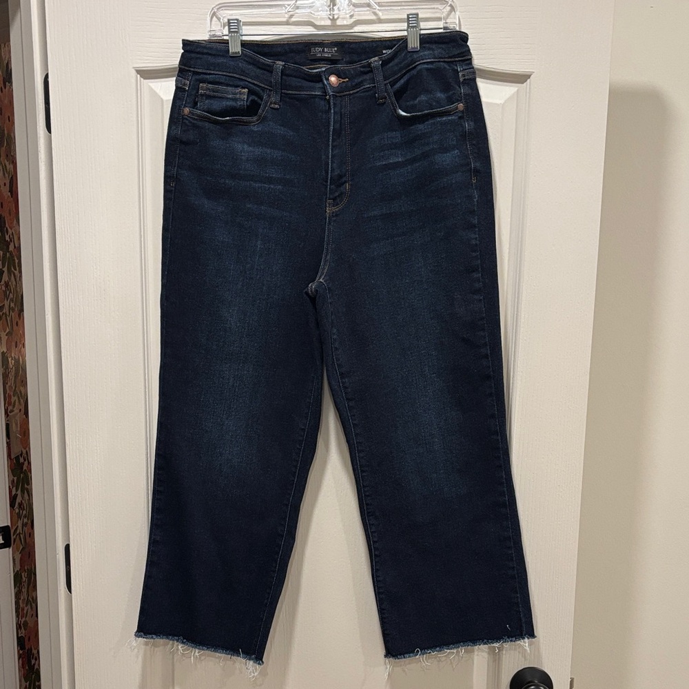 Judy Blue Dark Indigo Cropped Wide Leg Jeans